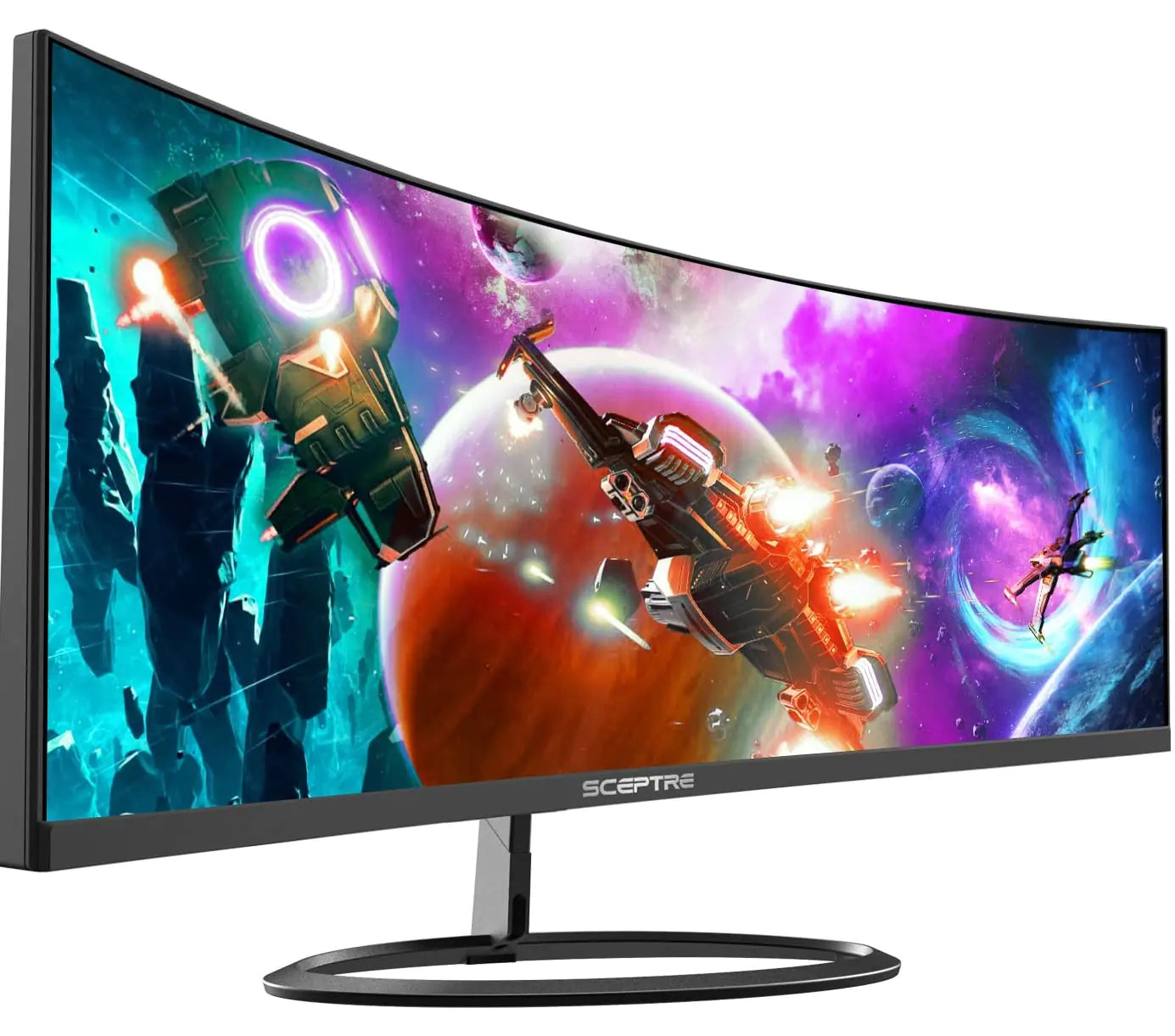 Sceptre Curved 30" 21:9 Gaming LED Monitor 2560x1080p UltraWide Ultra Slim HDMI DisplayPort Up to 85Hz MPRT 1ms FPS-RTS Build-in Speakers Machine Blue (C305W-2560UN)
