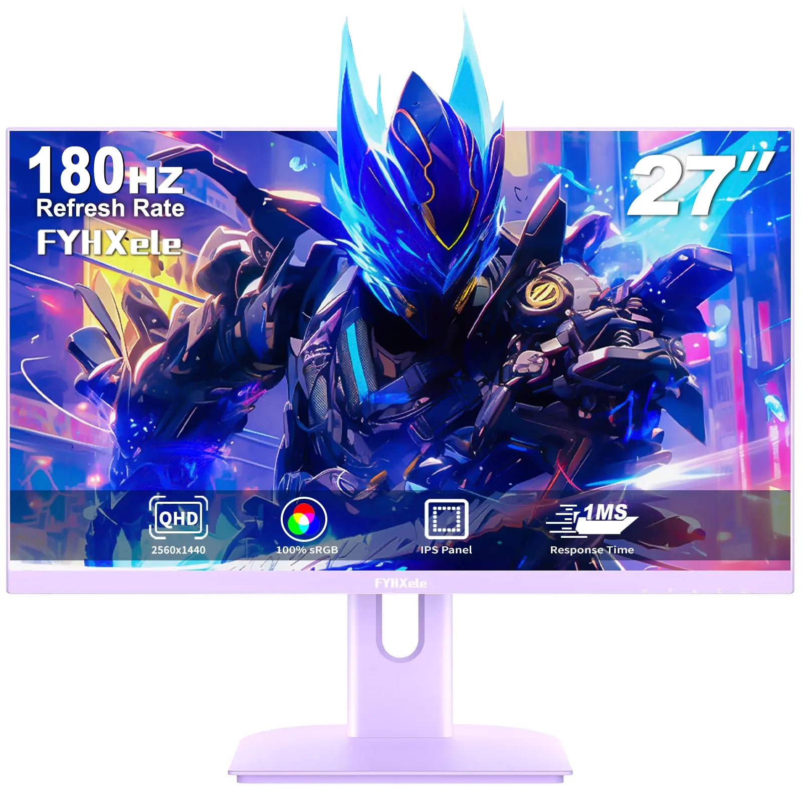 FYHXele 27 inch Gaming Monitor Gaming Monitor QHD-2560X1440P 165Hz 1ms FreeSync/G-Sync Ultrawide PC Monitor HDMI/DisplayPort/USB Vesa/Wall Mount Computer Monitor-Purple