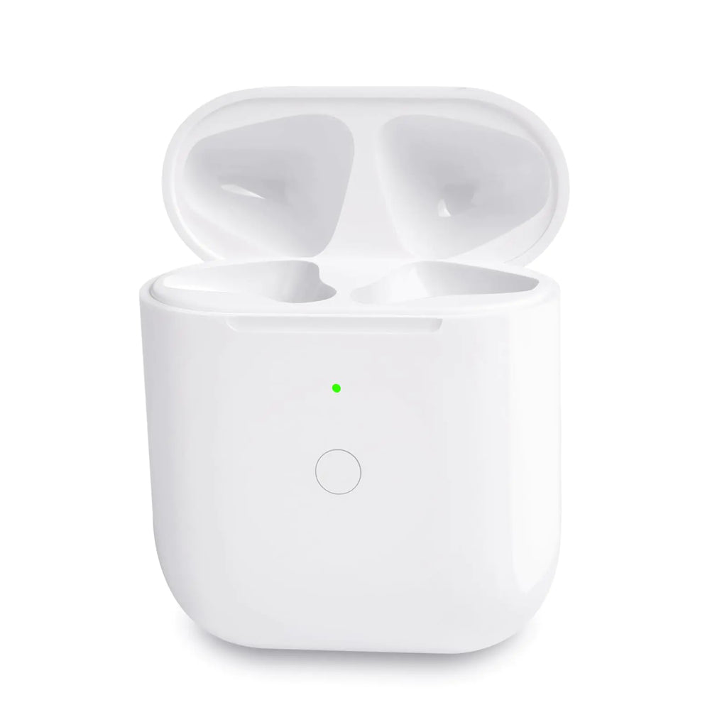 Airpods Charging Case Compatible for Airpods 1st & 2nd Wireless Charging Replacement Case with Bluetooth Pairing Sync Button No Airpods & White (White)