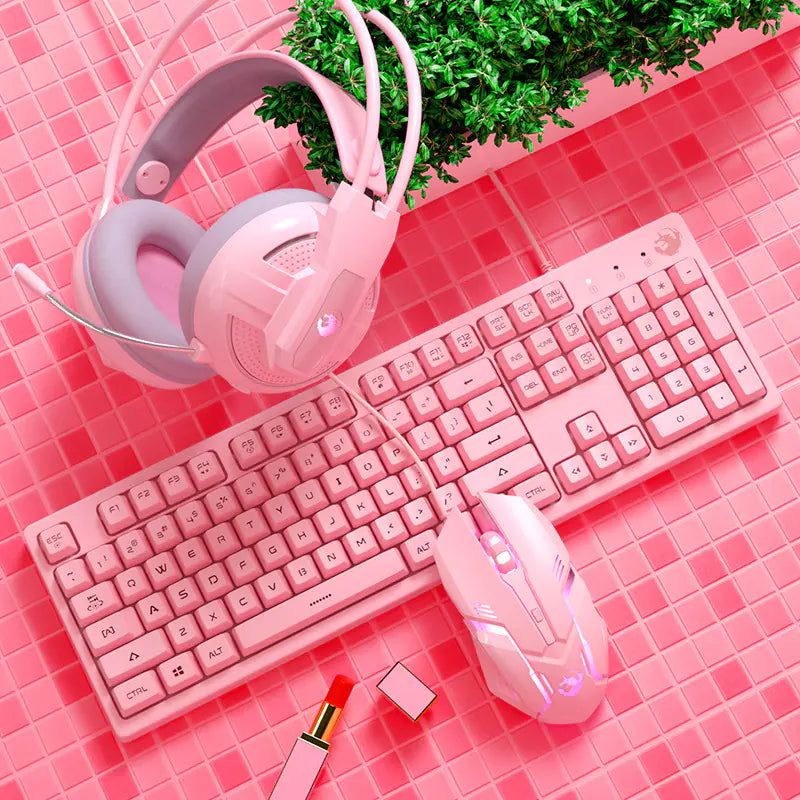 Cute Pink Mechanical Gaming Keyboard for Girls